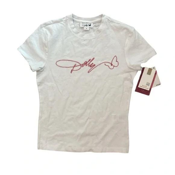 Good American Dolly Parton Signature Super Stretch Baby Tee - Picture 3 of 3